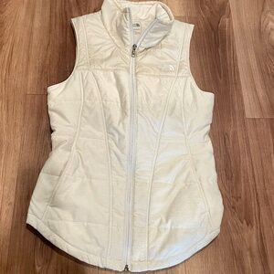 The North Face Cream Hybrid Tech Fabric Puffer Vest